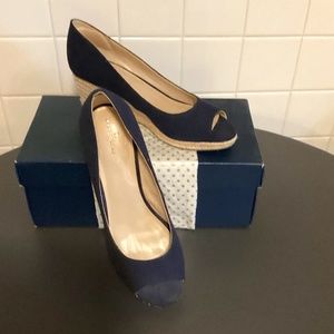 Bandolino Navy Peep-toe Espadrille Wedge